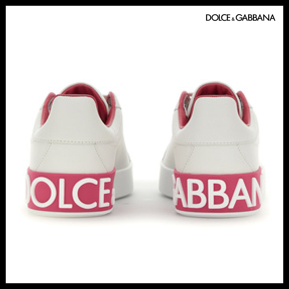 【Dolce & Gabbana】LEATHER SNEAKERS LIGHT PINK WHITE