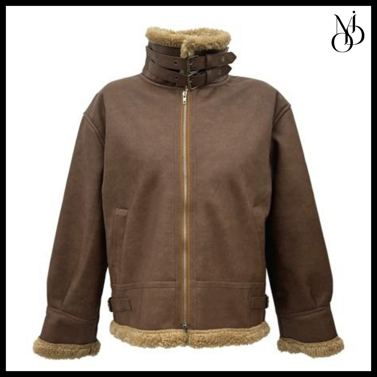 【MODIMOOD】Pinter Buckle High Neck Leather Mustang 2 Colors