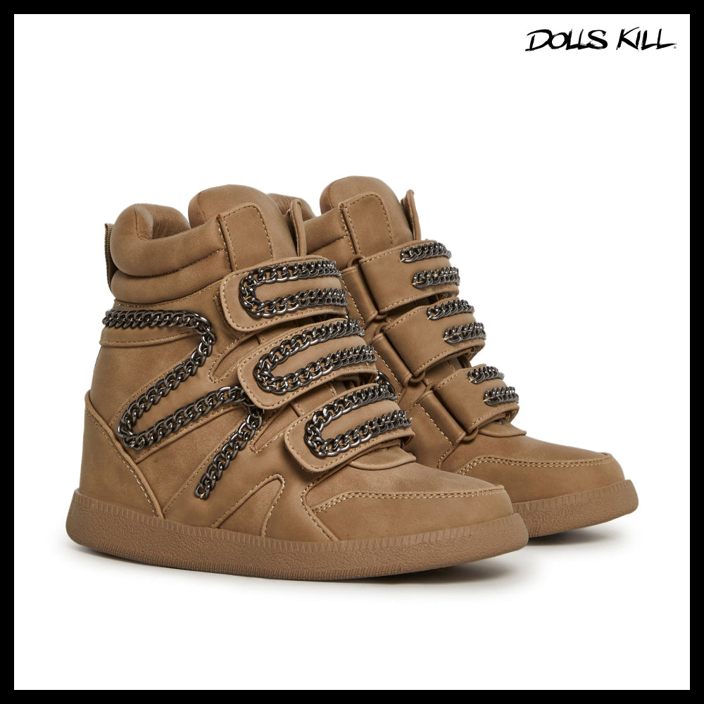 ◆DOLLS KILL◆DARKER WAVS Ambient Wedge Sneakers With Chain