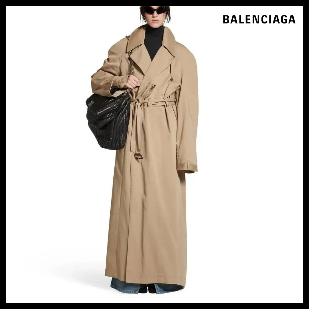 【BALENCIAGA】Maxi Deconstructed Trench Coat In Dark Beige