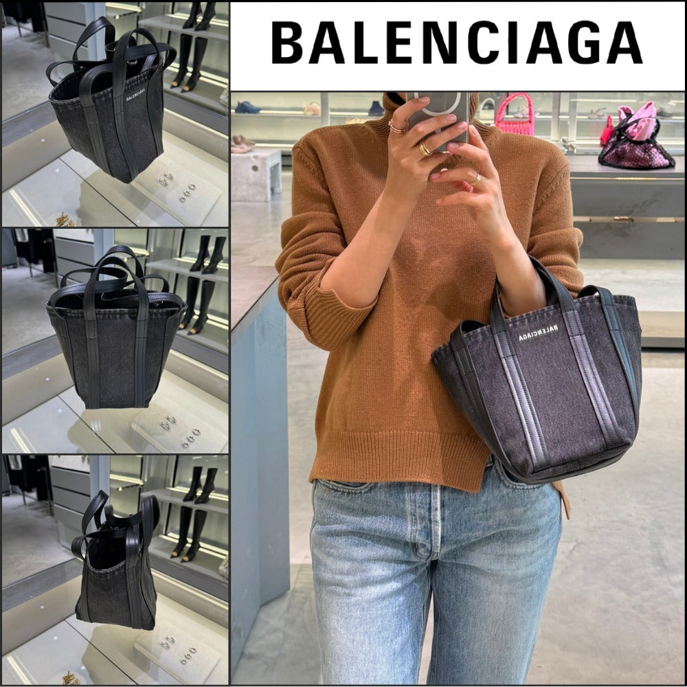 【BALENCIAGA 】Everyday XS Washed Denim Tote Shoulder Bag