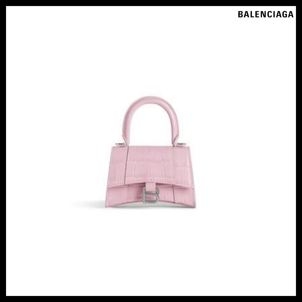【BALENCIAGA】Hourglass Mini Handbag With Chain Crocodile