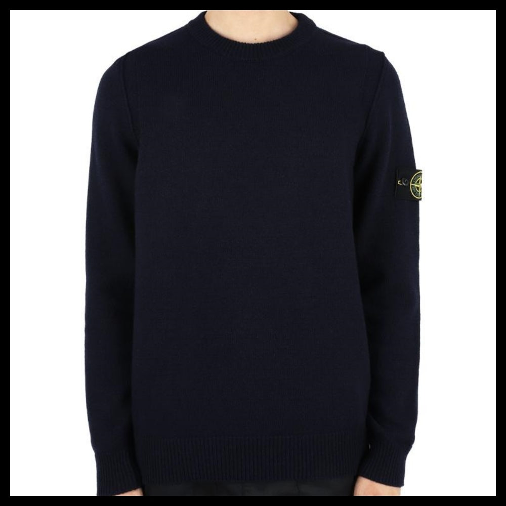 【STONE ISLAND】 Mens Wappen Patch Crewneck Knit Navy