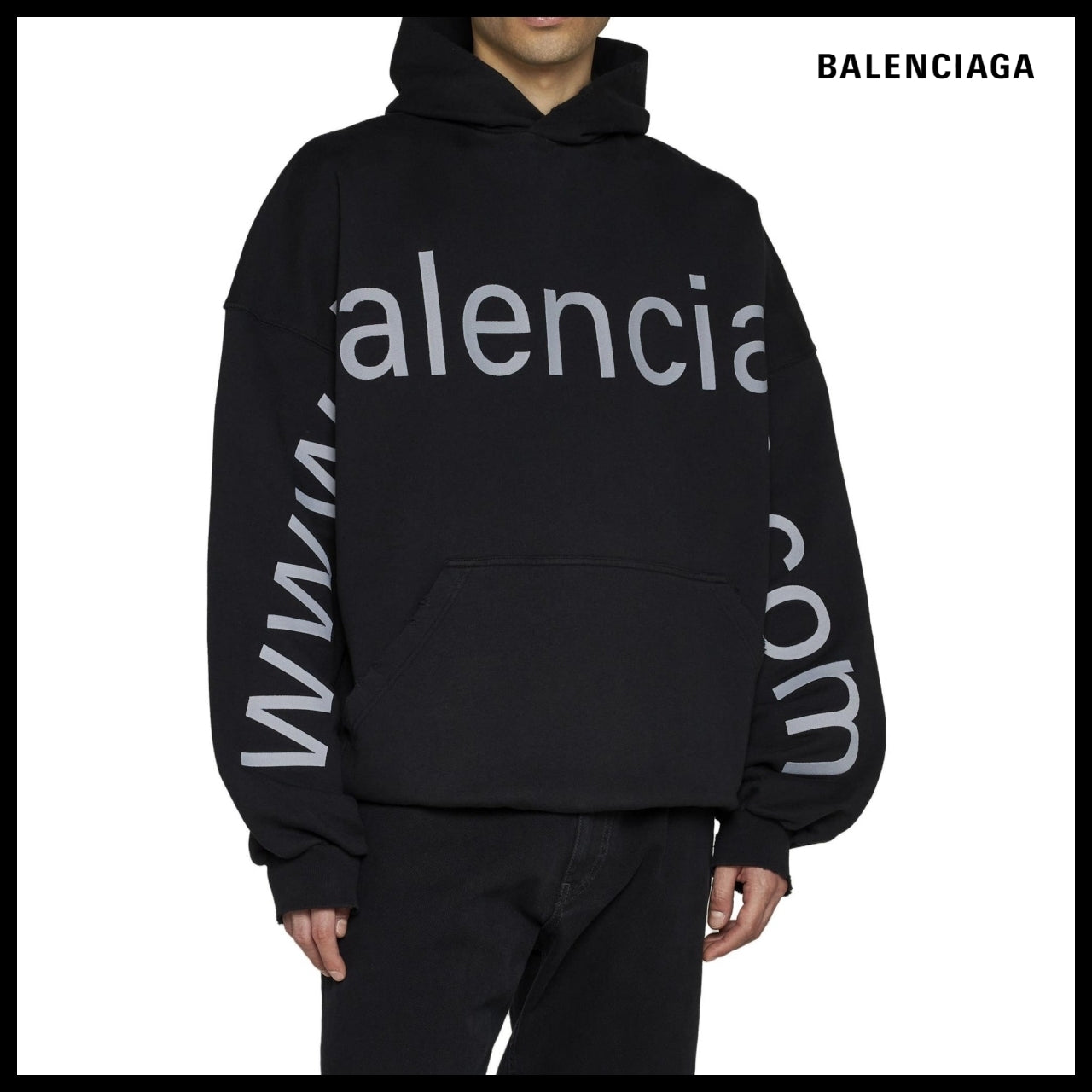 【BALENCIAGA】Bal.Com Popover Hoodie Black