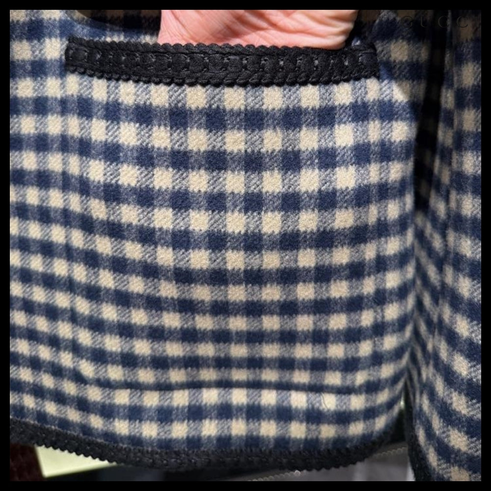 【GUCCI】Interlocking G Patch Gingham Check Wool Jacket