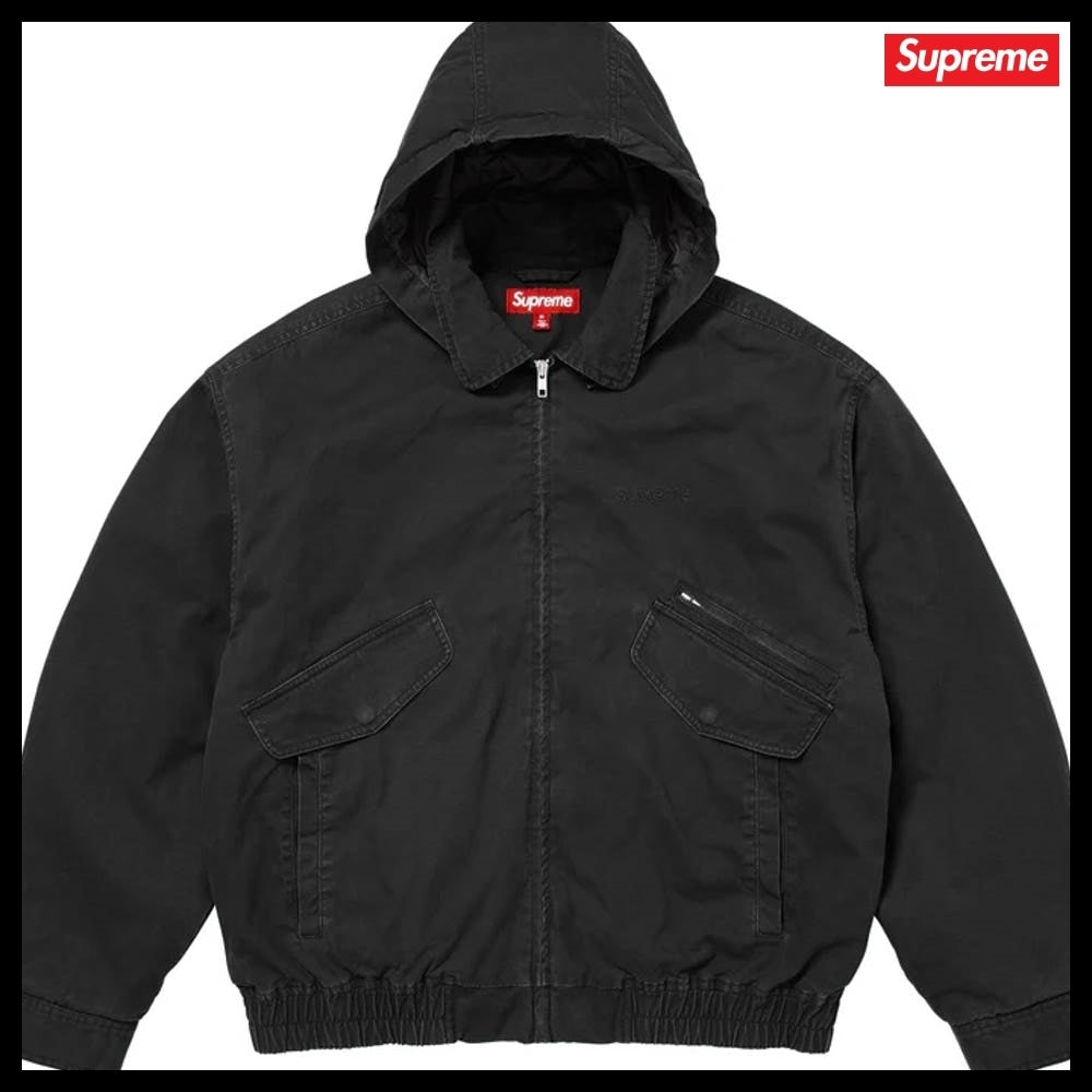 【Supreme】Hooded Utility Jacket Black 25FW