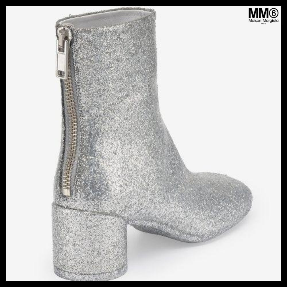 【MM6 Maison Margiela】Glitter Ankle Boots Silver