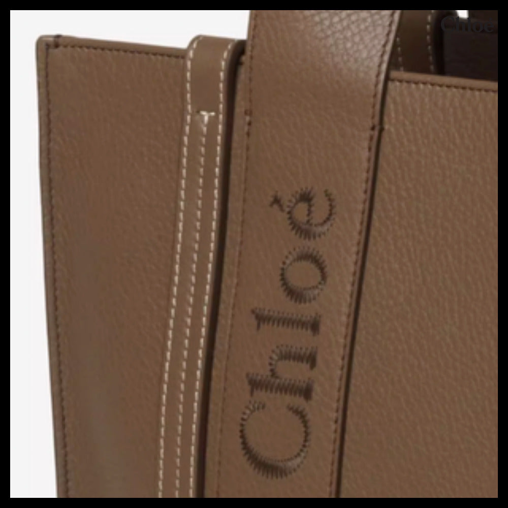 【Chloe】Woody Medium Tote Bag Dark Nut
