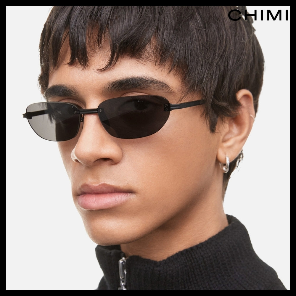 ◆CHIMI◆ リムレス オーバル ブラック サングラス おしゃれ