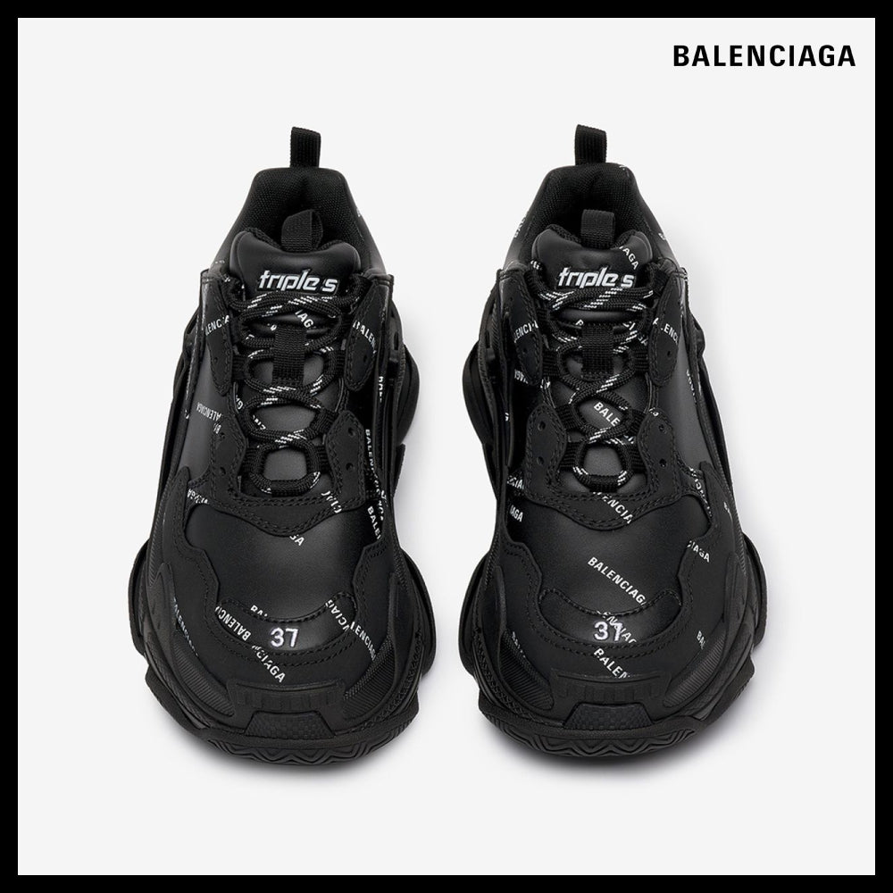 【BALENCIAGA】Triple S Sneaker Allover Logo Black
