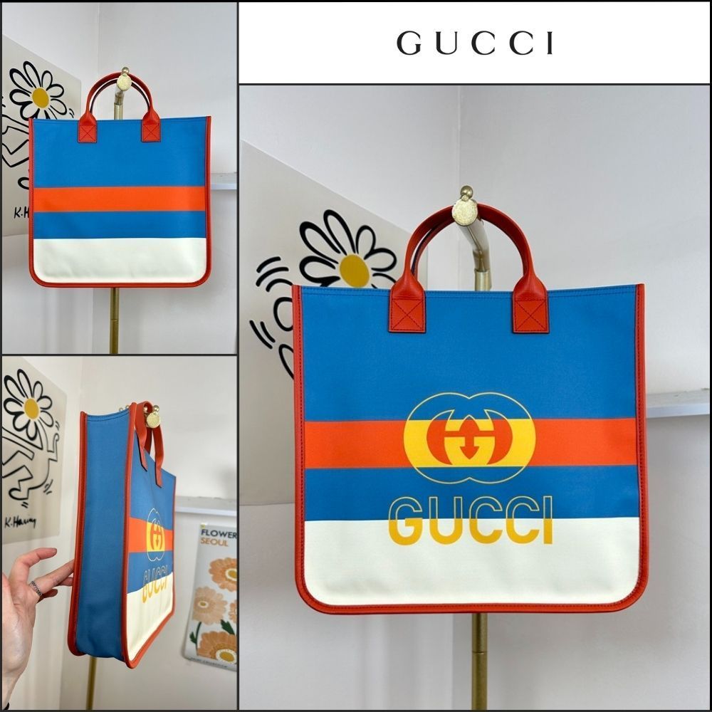 【GUCCI】 ウェブ インターロッキング ロゴ スクエア トート