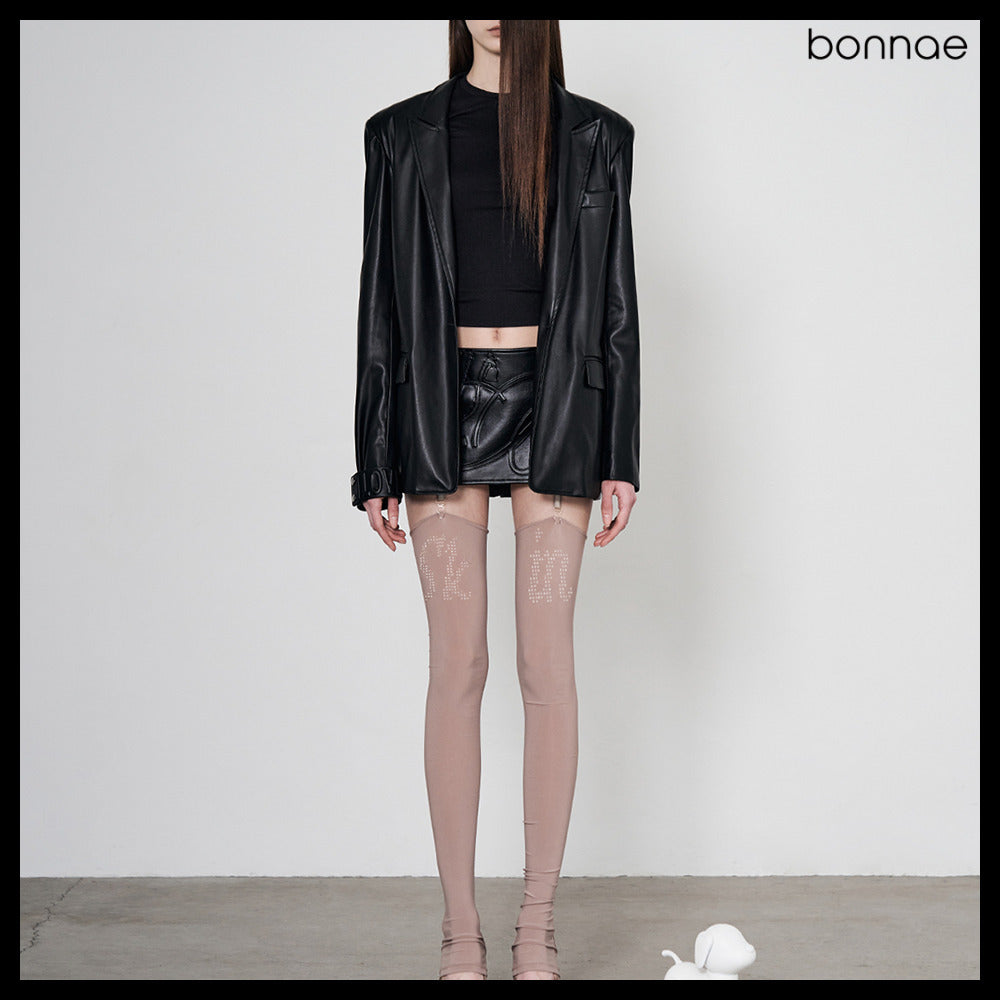 【Bonnae】Faux Leather Blazer 2Colors