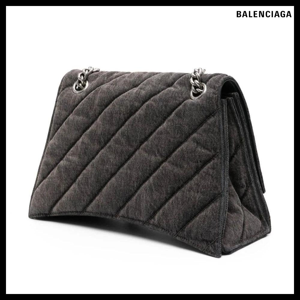 【BALENCIAGA】Crush Large Chain Bag Quilted Denim