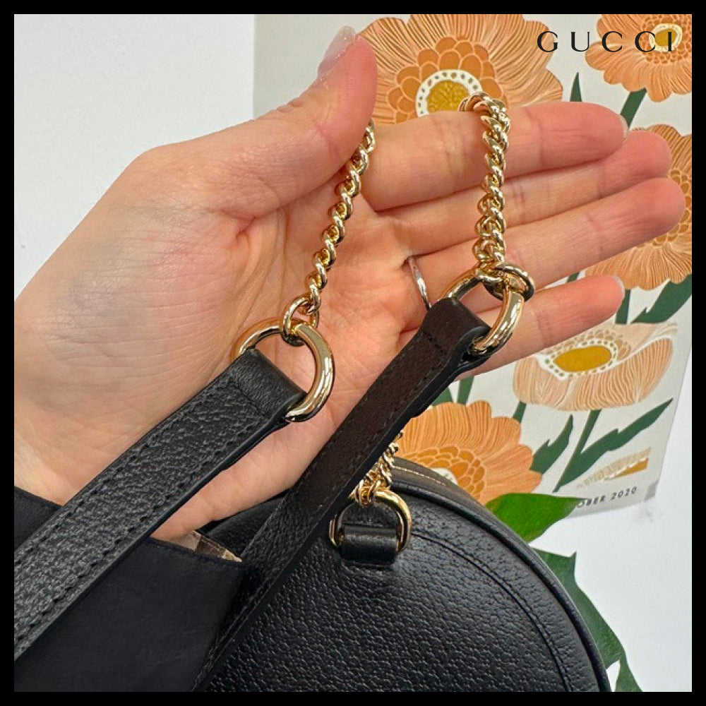 【GUCCI】Ophidia Web Round Mini Chain Backpack Black