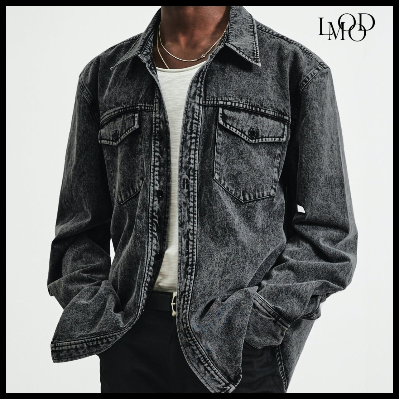 【LMOOD】ARMOR DENIM SHIRT  PEPPER BLACK