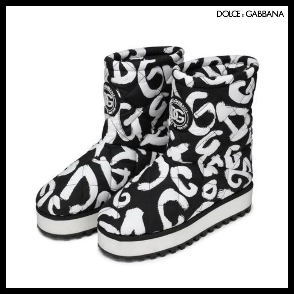 【Dolce & Gabbana】NYLON ANKLE BOOTS WITH LOGO PRINT