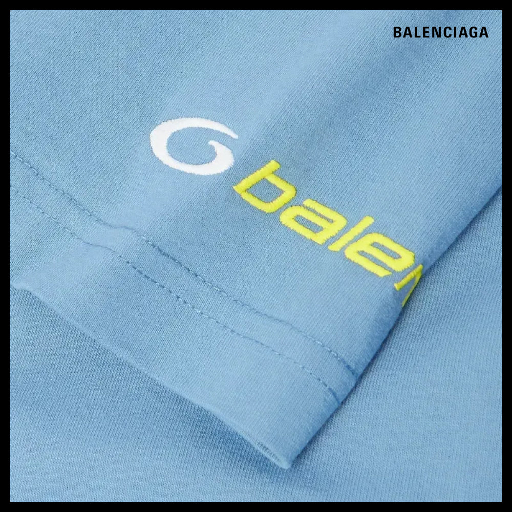 【BALENCIAGA】Oversized Logo-Embroidered Cotton-Jersey