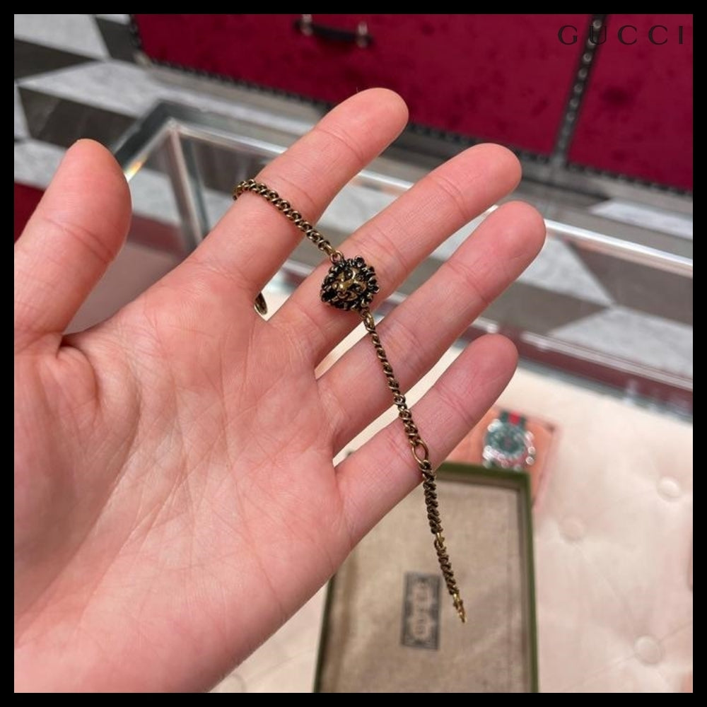 【GUCCI】Lion Head Chain Bracelet Gold