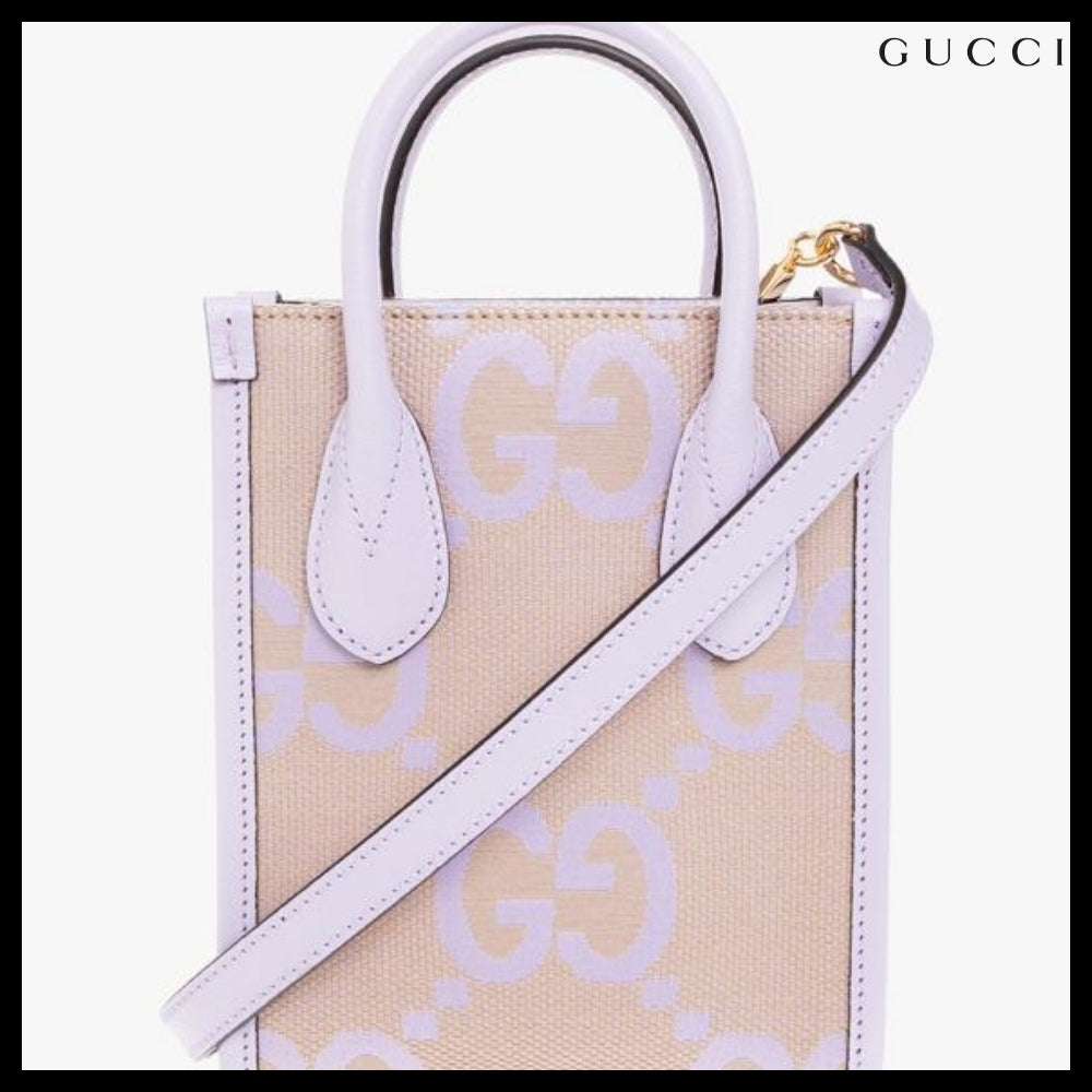 【GUCCI 】Jumbo GG Logo Mini Tote Bag BEIGE LAPIS