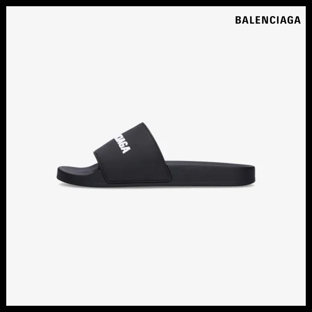 【BALENCIAGA】Logo Full Slide Black White