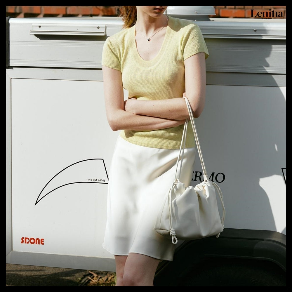 【LENINA】Floria Shoulder Cross Bag White