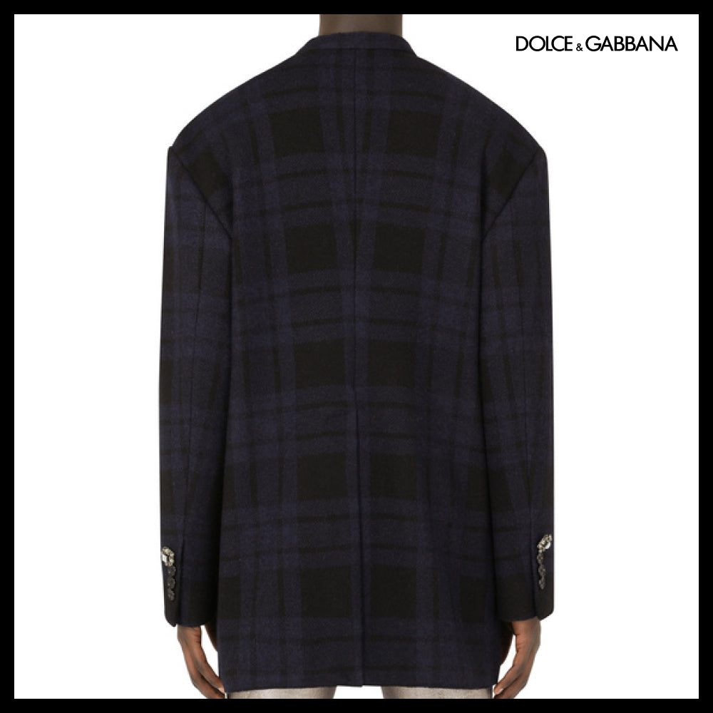 【Dolce & Gabbana】DOUBLE-BREASTED CHECKED JERSEY JACKET