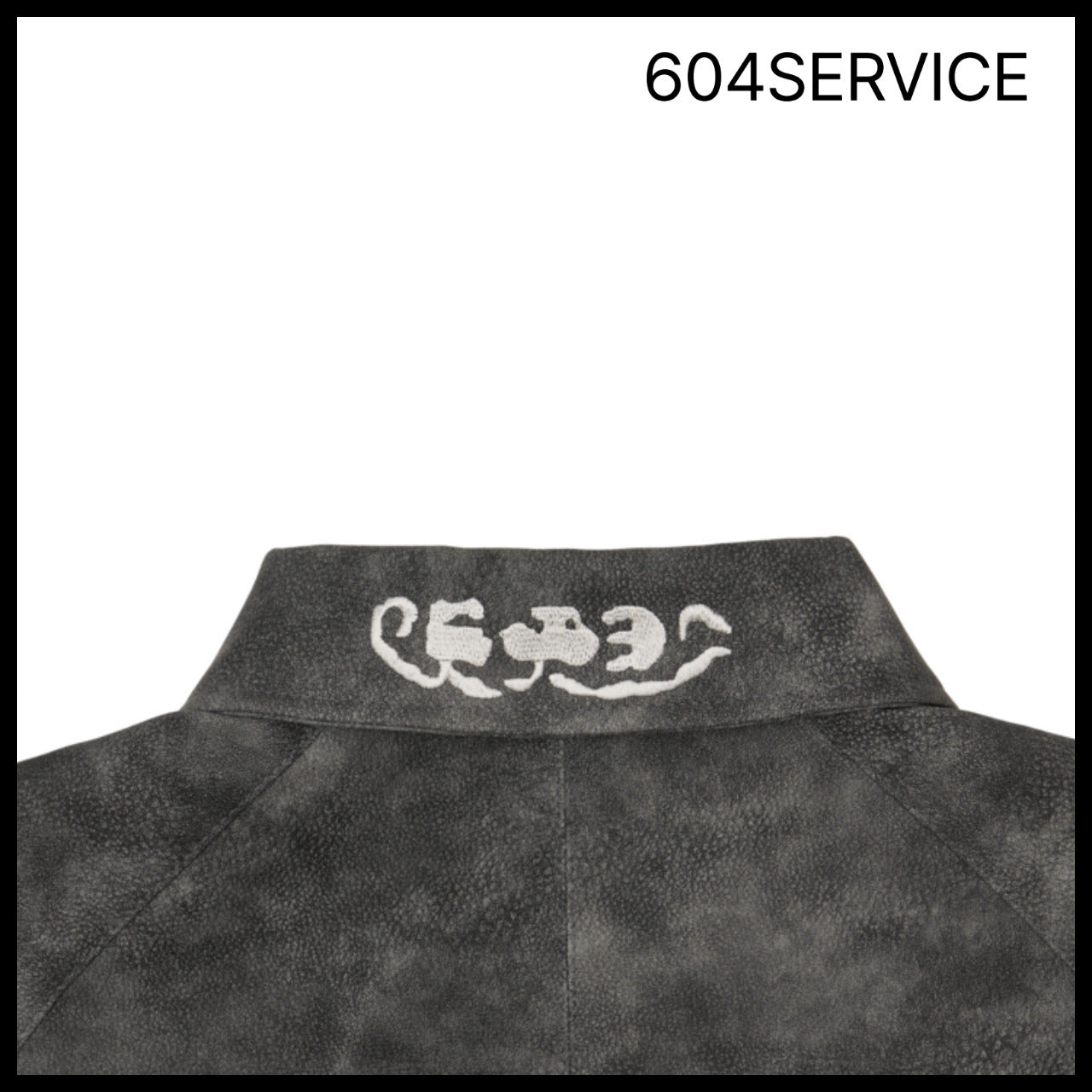 【604service】EMBROIDERED LEATHER JACKET IN CHARCOAL