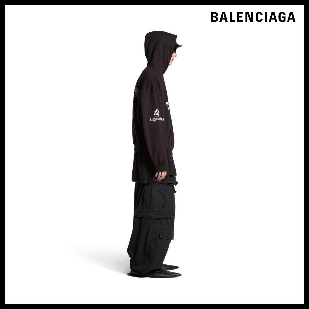 【BALENCIAGA】AI Generated Hoodie Medium Fit Black White