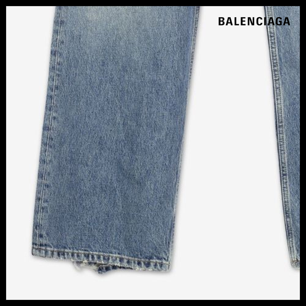 【BALENCIAGA】Ripped Denim Pants Sunbleached Blue