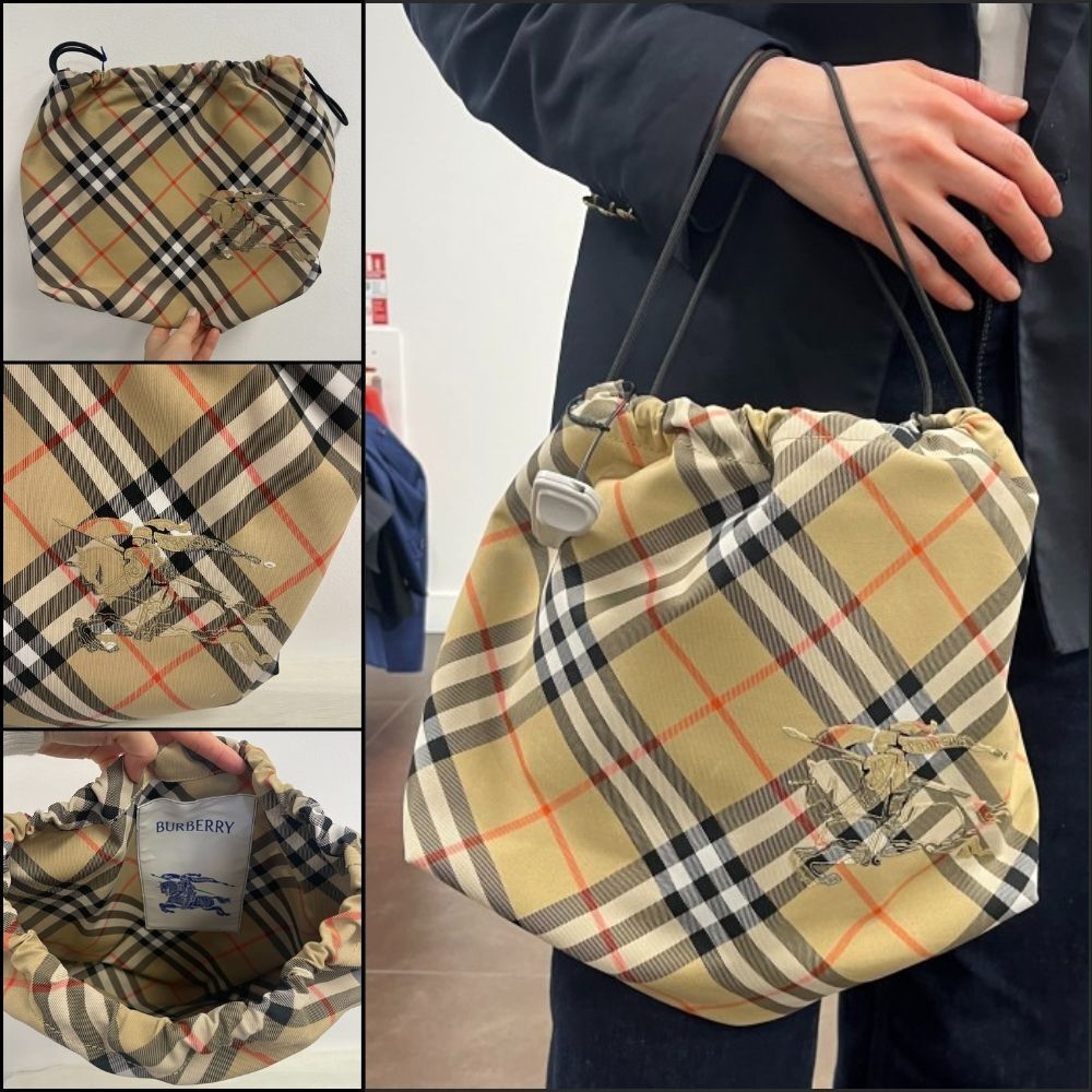 【Burberry】Vintage Check String Clutch Pouch Bag
