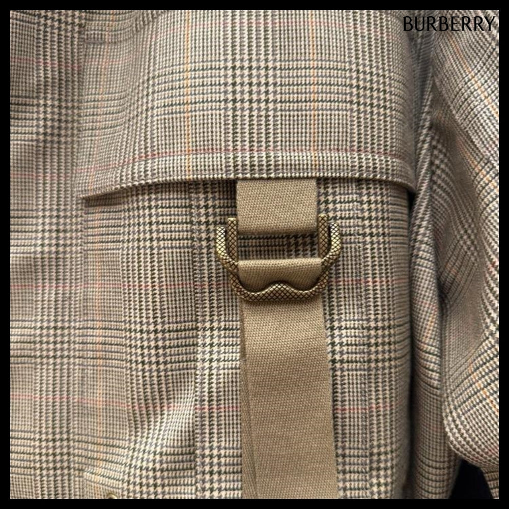 【Burberry】Check Bonded Wool Belted Field Jacket Loch Bliss