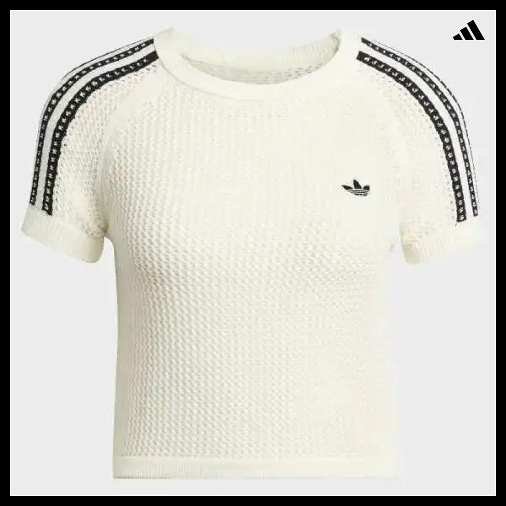 【ADIDAS 】Knit Crochet Cali T-Shirt White