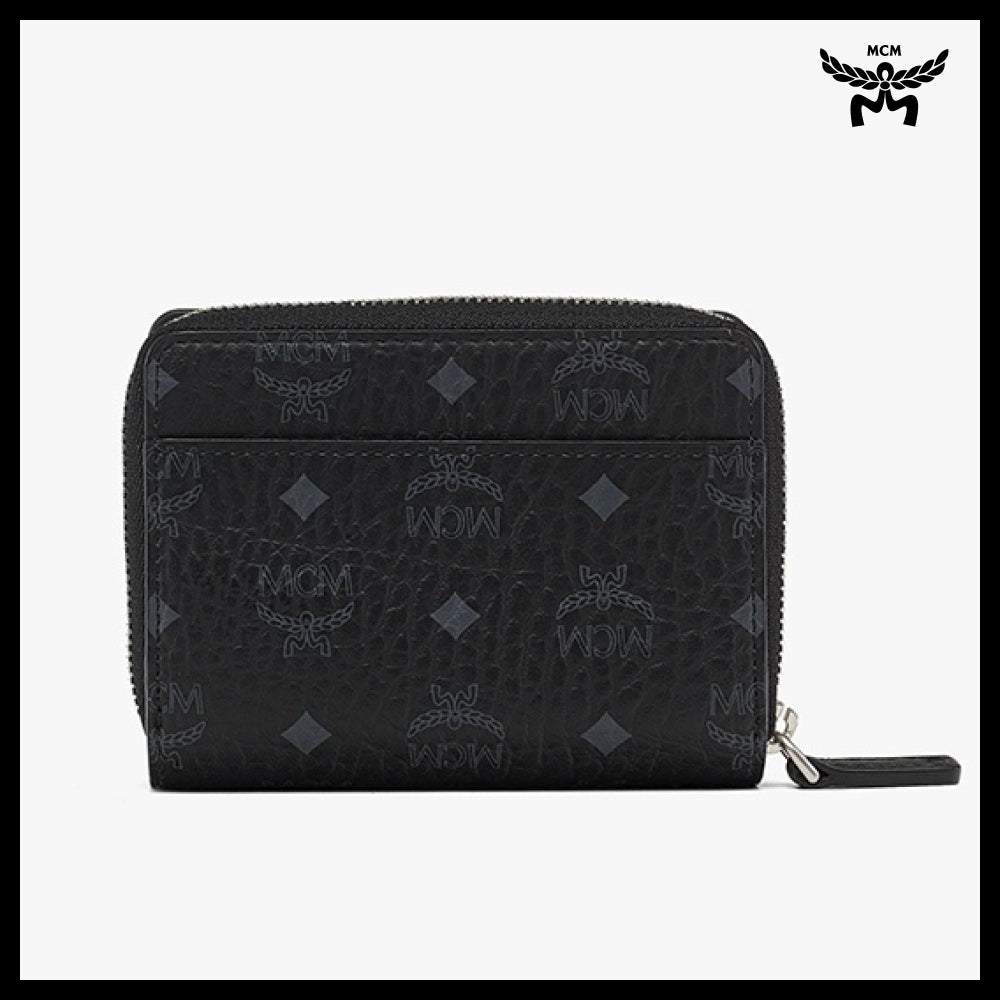 【MCM】Visetos brass plate wallet Black