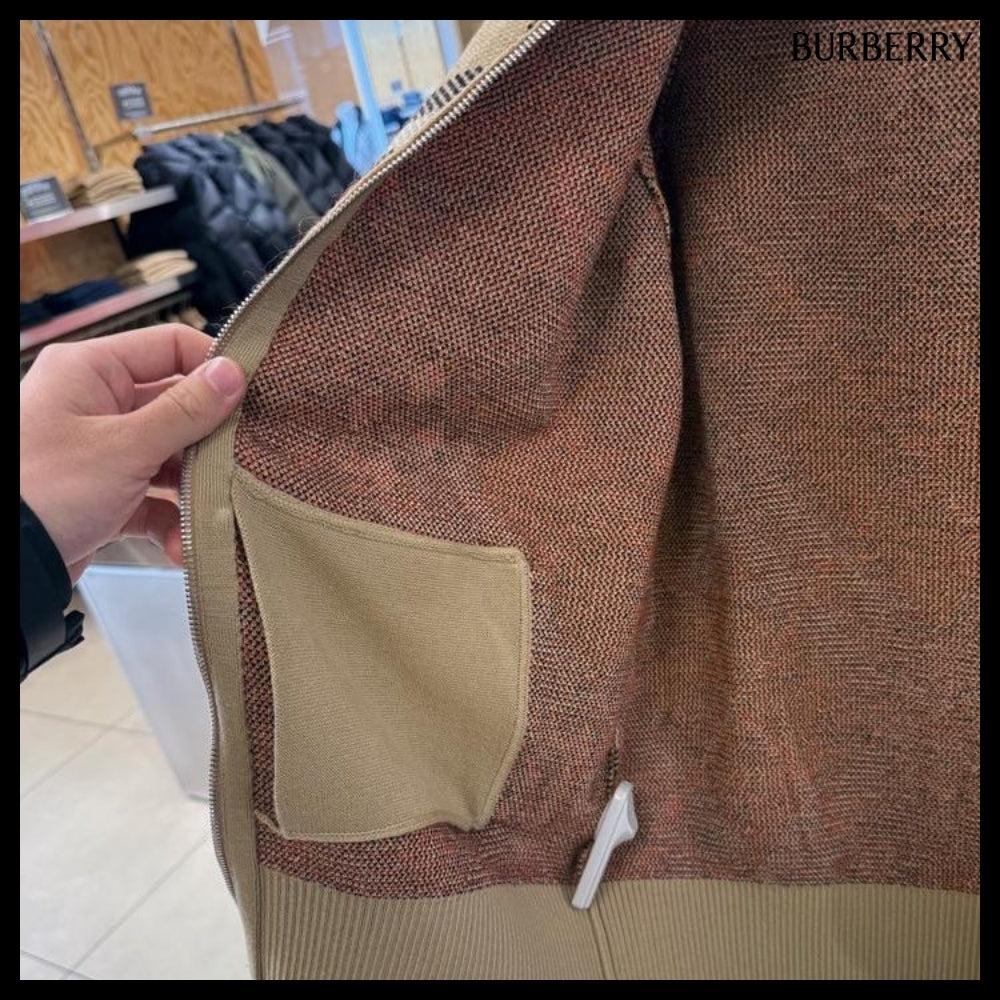 【Burberry】Check Wool Mohair Two-Way Blend Jacket Sand