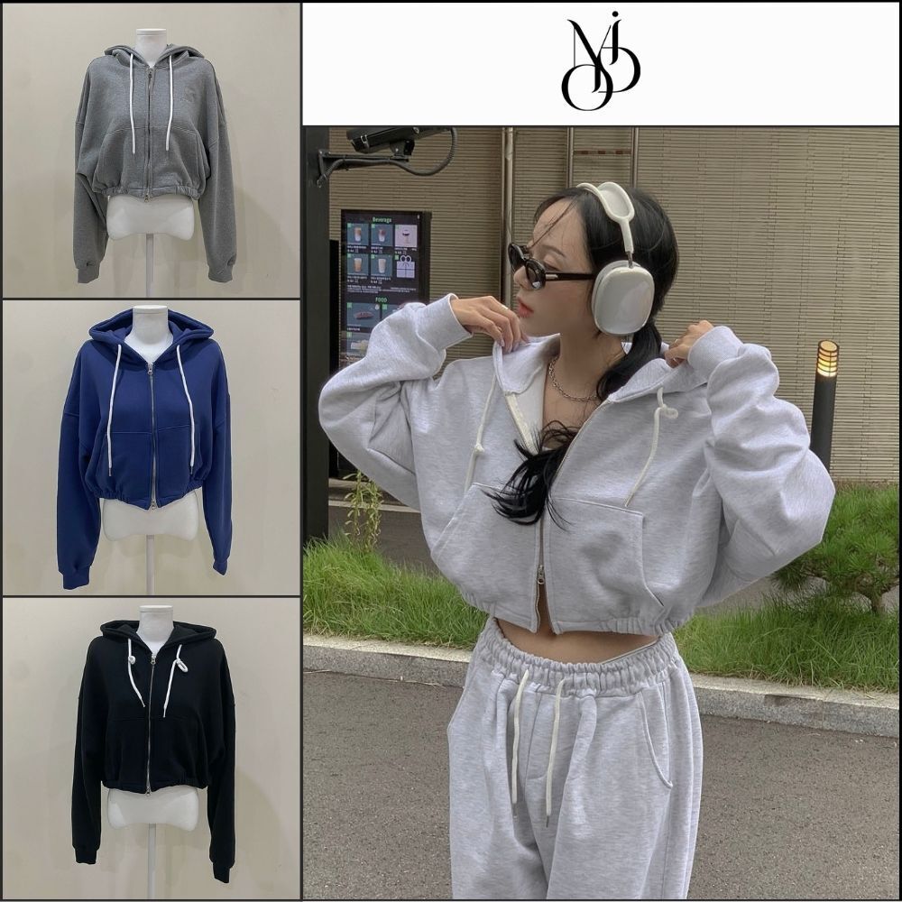 【MODIMOOD】Unisex Oversized Hoodie Two-Way Zip-Up JP
