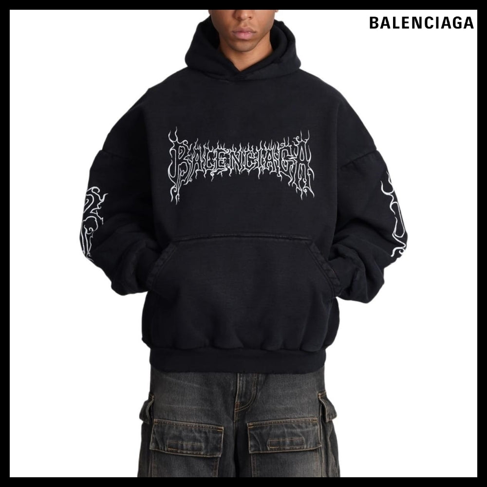 【BALENCIAGA】Darkwave Round Hoodie Oversized Black
