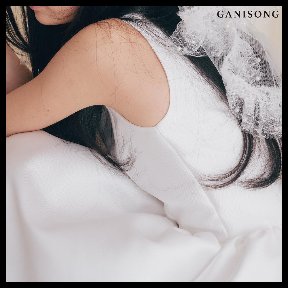 【GANISONG】Bridal Can Can Mini Dress White