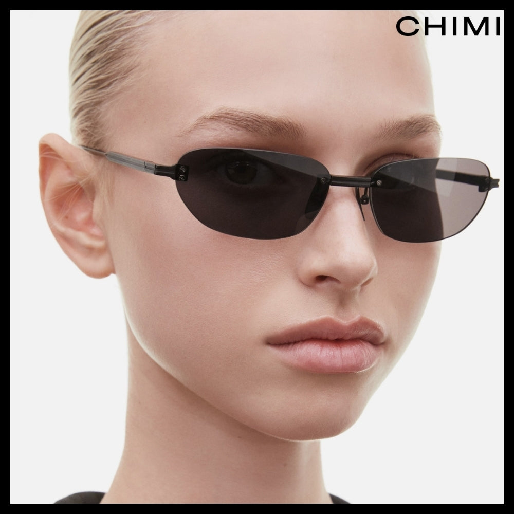 ◆CHIMI◆ リムレス オーバル ブラック サングラス おしゃれ