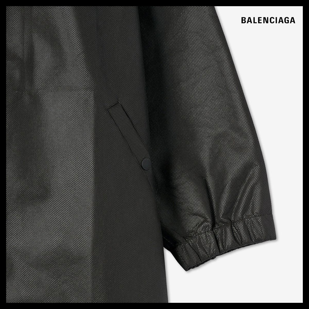 【BALENCIAGA】Logo Long Rain Coat Black
