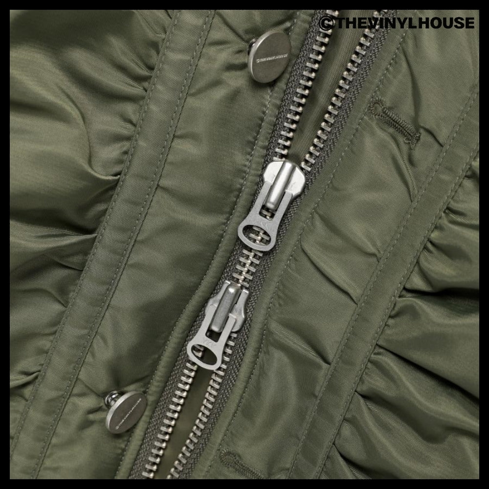 【THEVINYLHOUSE】Fur hooded MA-1 jacket Khaki