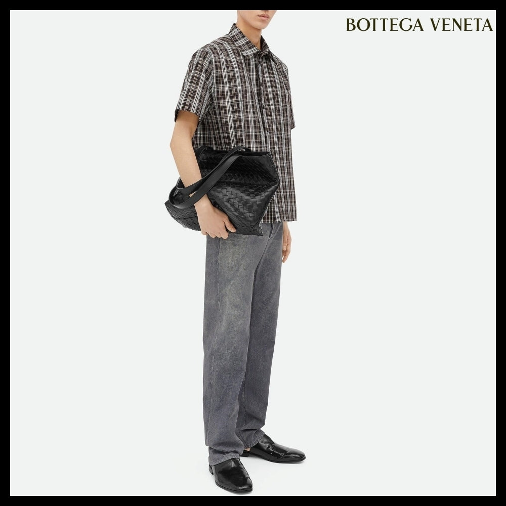 【BOTTEGA VENETA】Small Intrecciato Zip Tote Bag Black