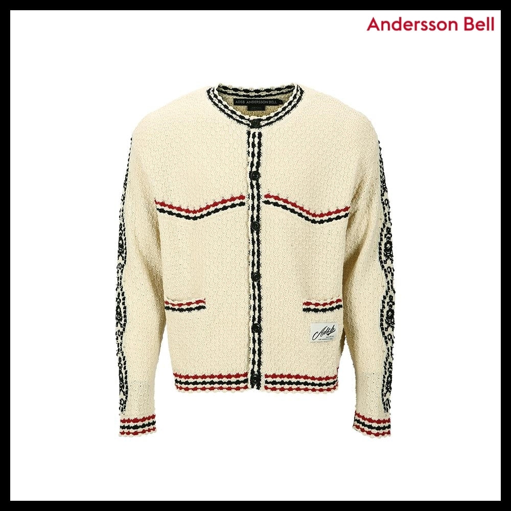 【ANDERSSON BELL】FANTASIA ROUND-NECK CARDIGAN ECRU