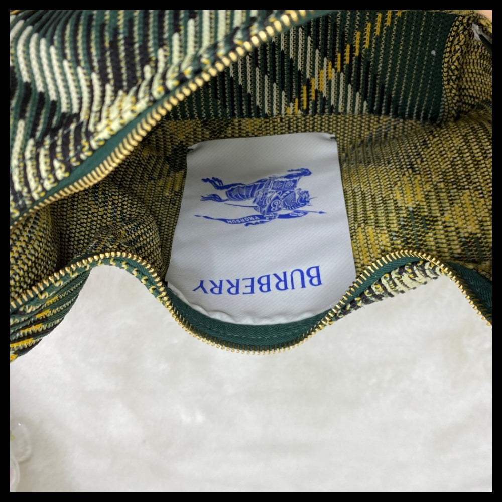 【Burberry】Knit Check Mini Peg Duffle Bag Ivy
