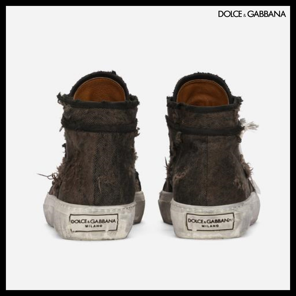 【Dolce & Gabbana】PATCHWORK DENIM VINTAGE MID-TOP SNEAKERS