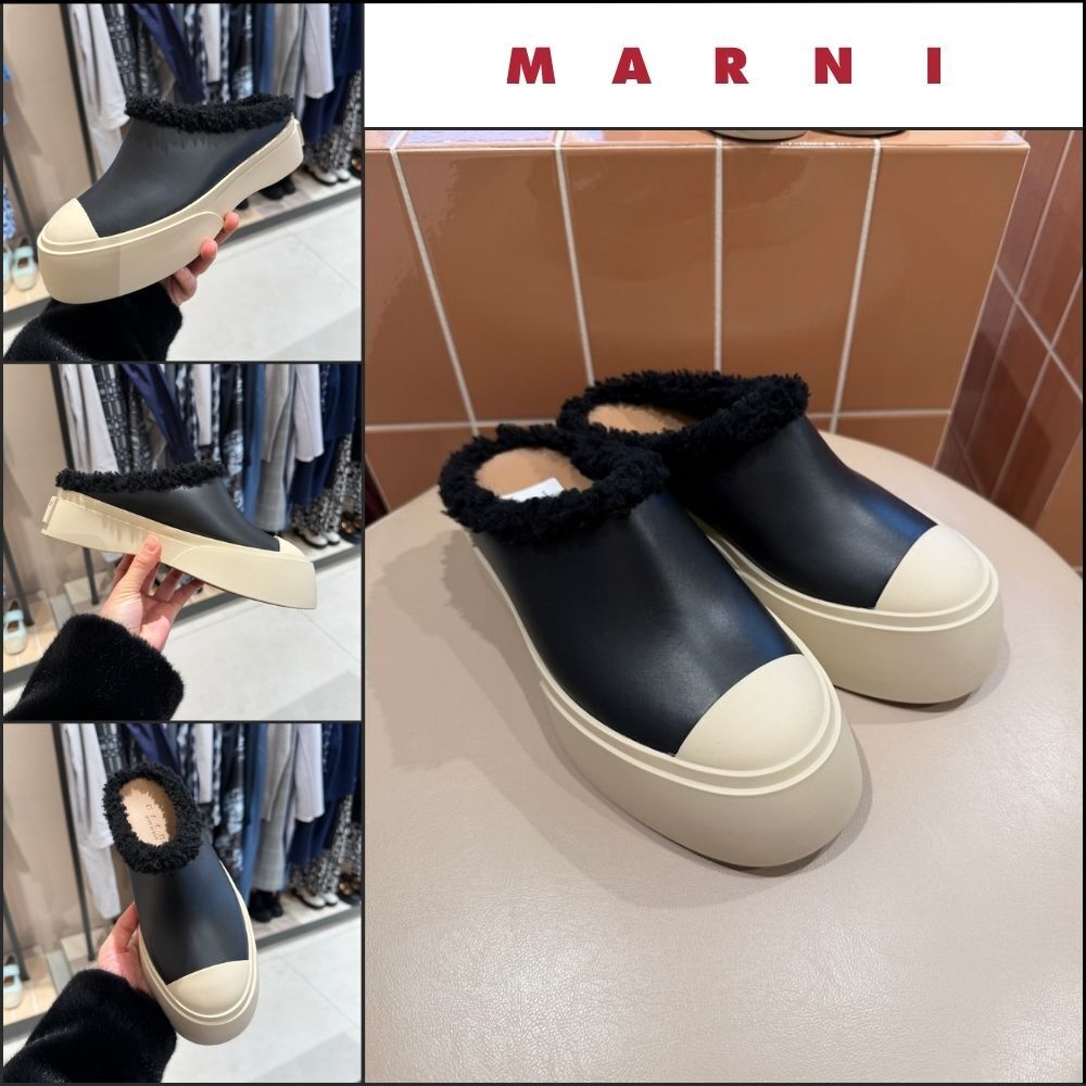 【Marni】PABLO Shearling Leather Women’s MuleSneakers Black