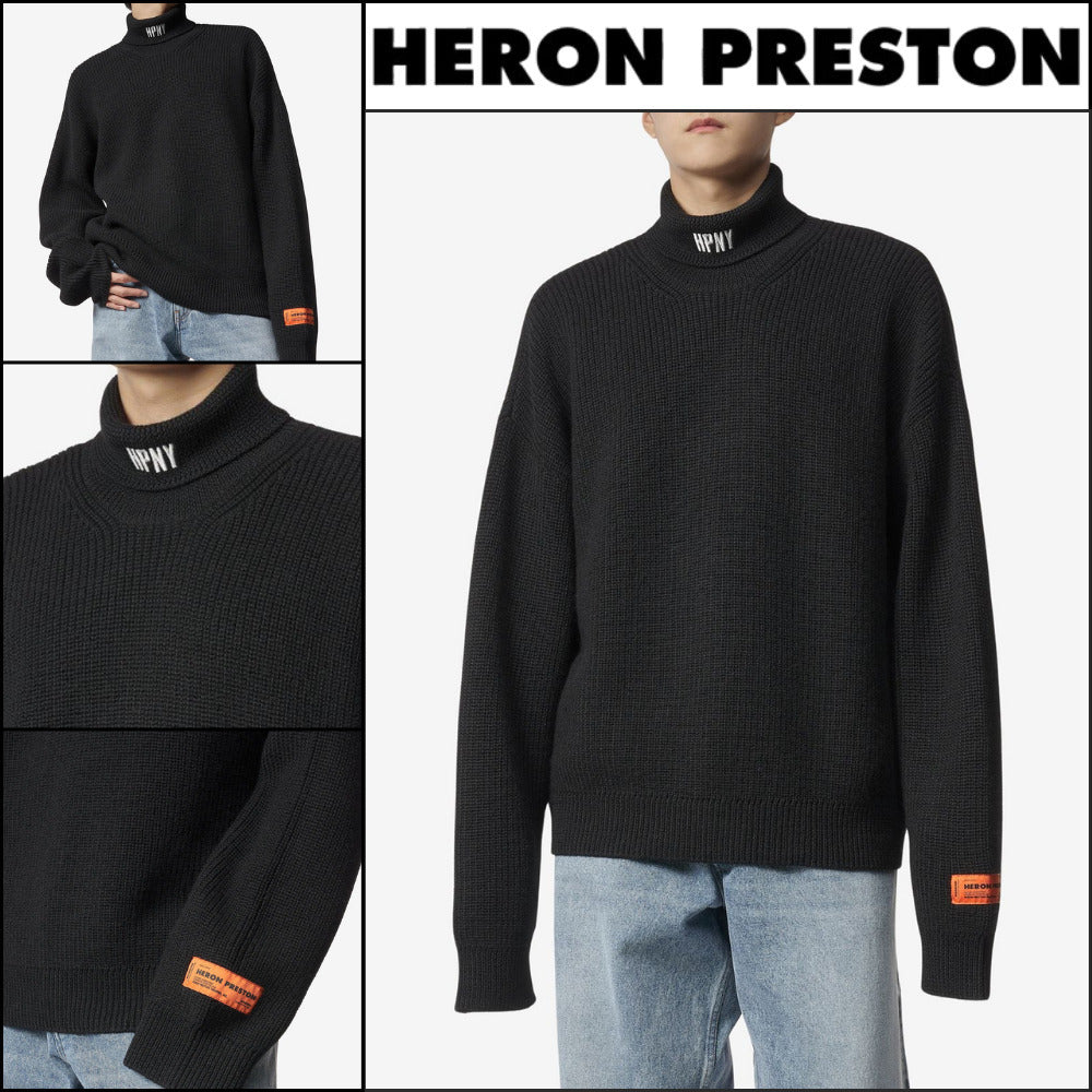◆HERON PRESTON◆ タートルニット Turtleneck Knit Black