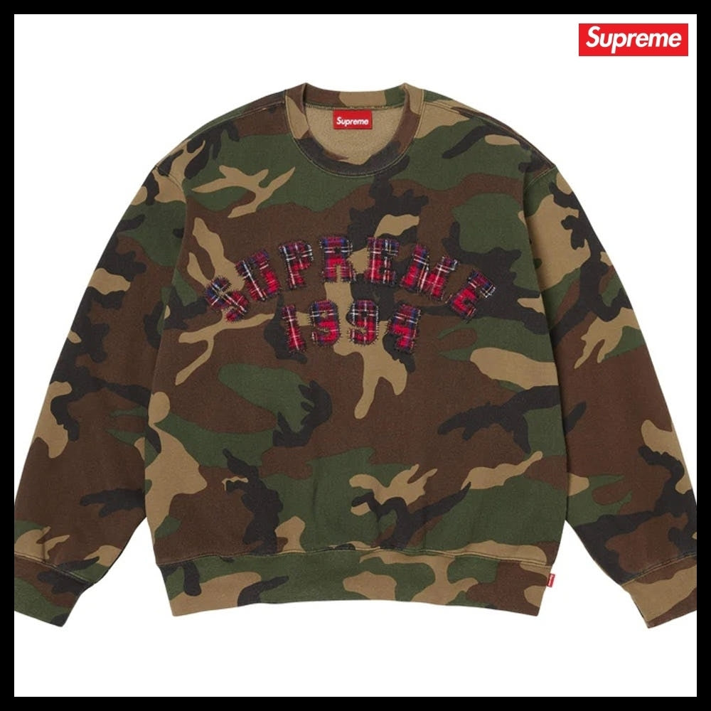【Supreme】Plaid Arc Crewneck Woodland Camo 26SS