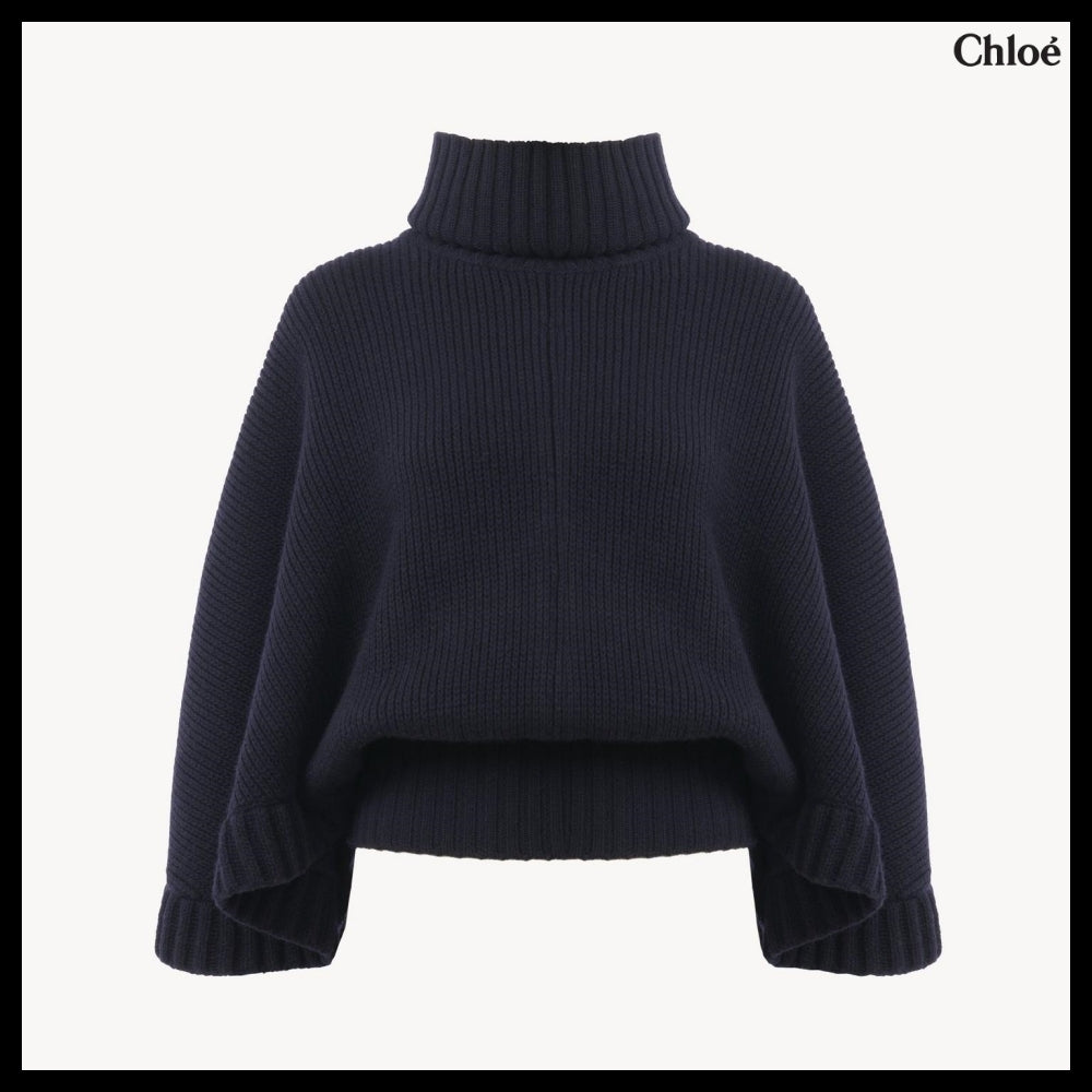 【Chloe】Short Turtleneck Cape