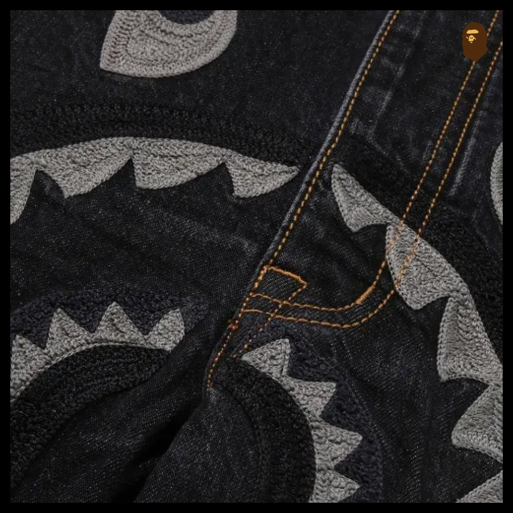 【A BATHING APE】Shark Relaxed Fit Denim Pants M INDIGO
