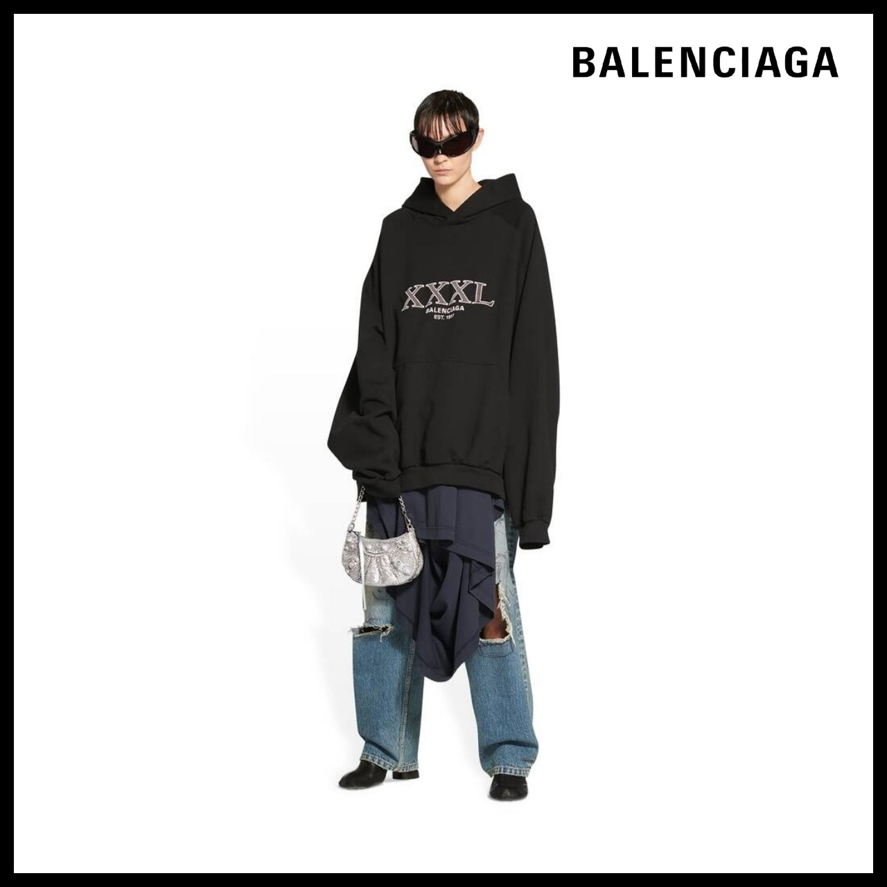 【BALENCIAGA】Le Cagole Mini Bag With Chain And Rhinestones